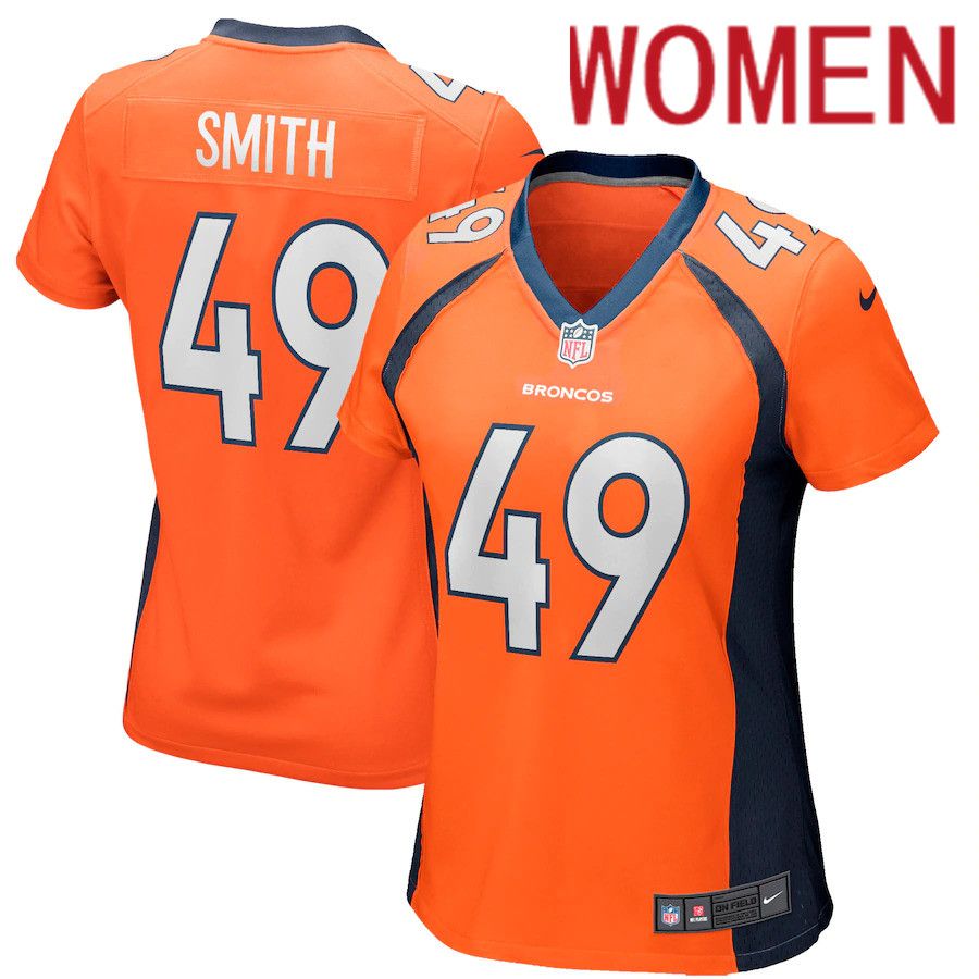 Women Denver Broncos #49 Dennis Smith Nike Orange Game Retired Player NFL Jersey